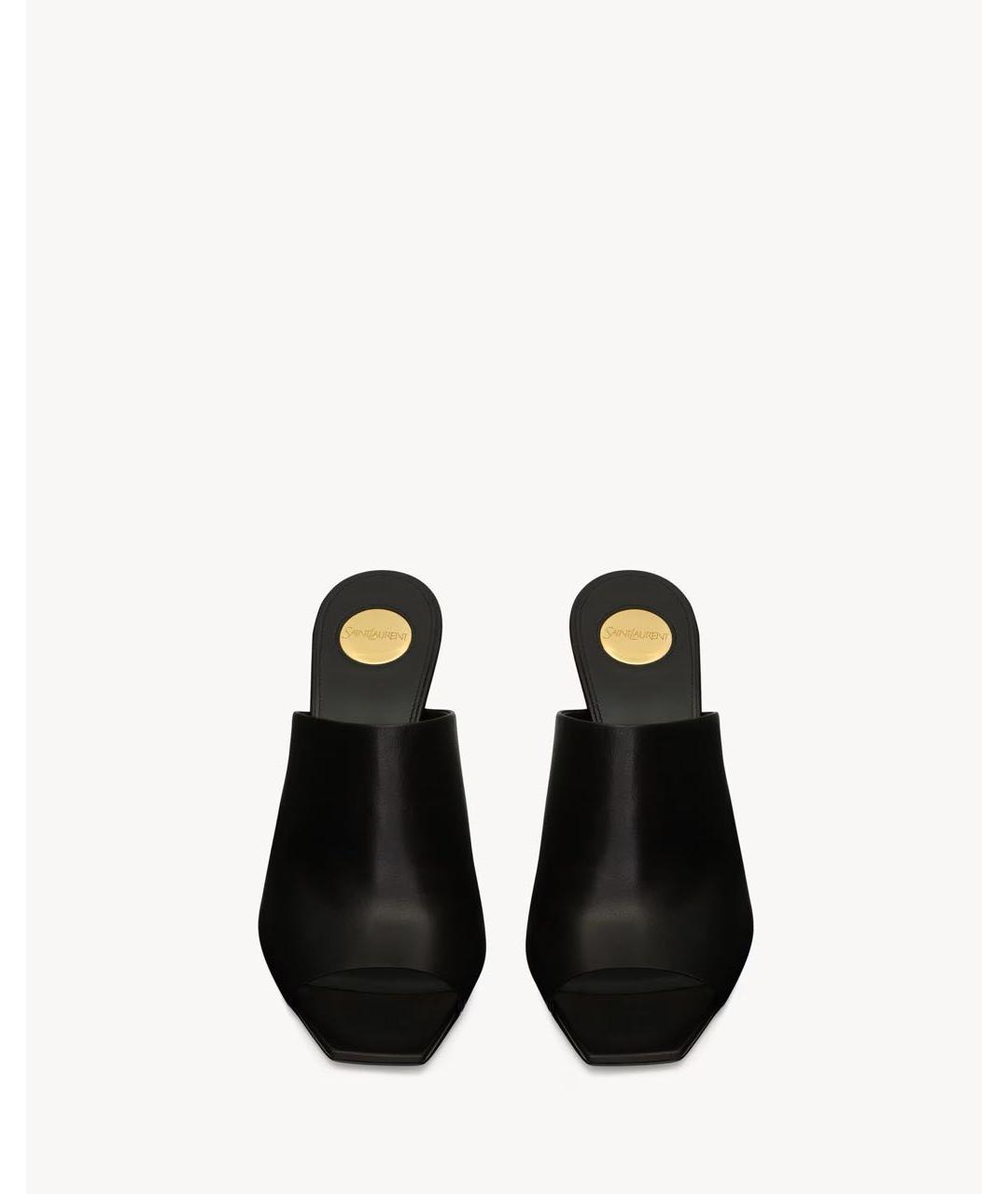 SAINT LAURENT Черные кожаные мюли, фото 6