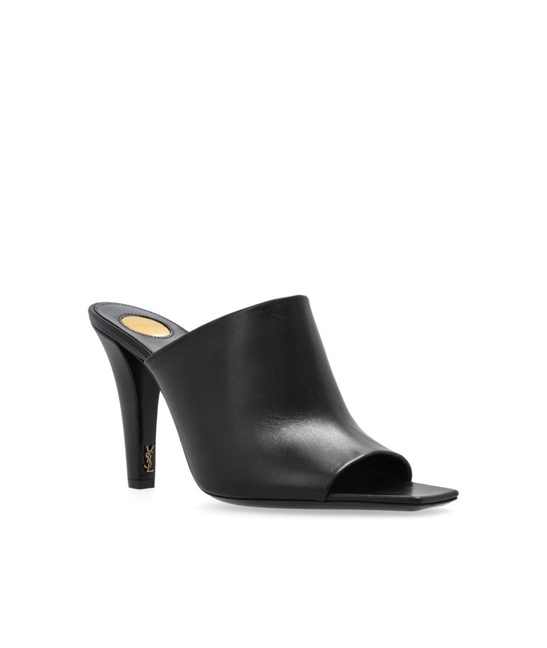 SAINT LAURENT Черные кожаные мюли, фото 7
