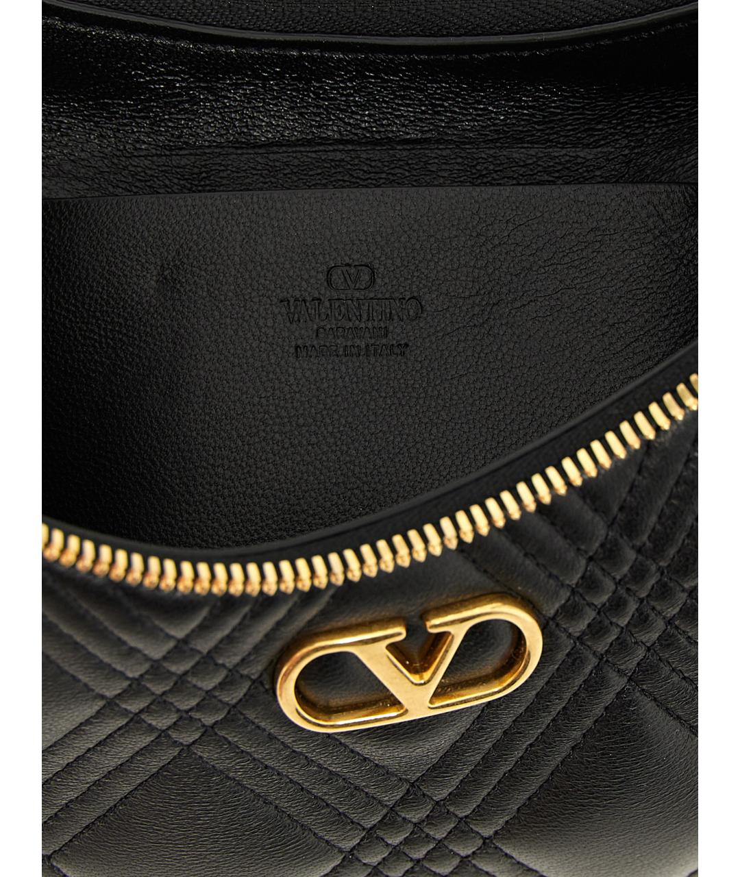 VALENTINO Черная кожаная сумка через плечо, фото 4