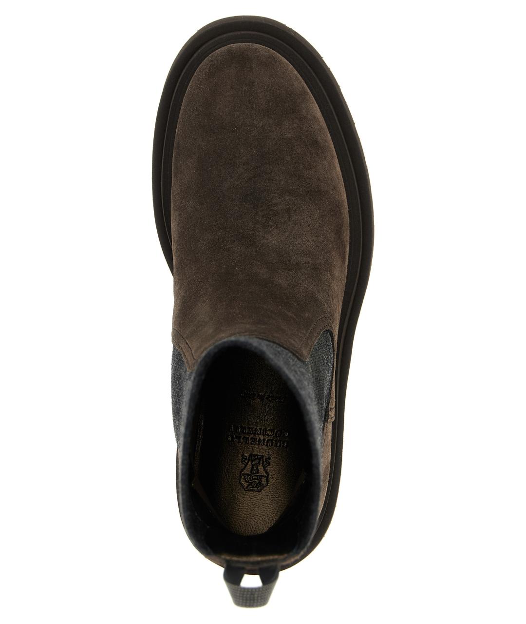 BRUNELLO CUCINELLI Коричневые кожаные ботинки, фото 4
