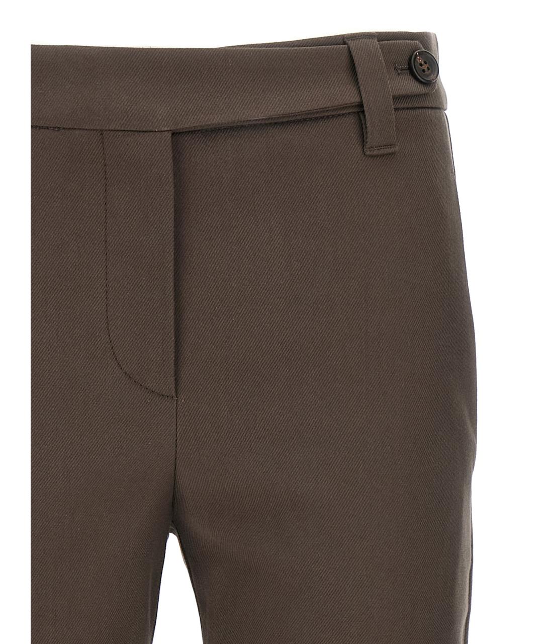 BRUNELLO CUCINELLI Коричневые хлопковые прямые брюки, фото 3