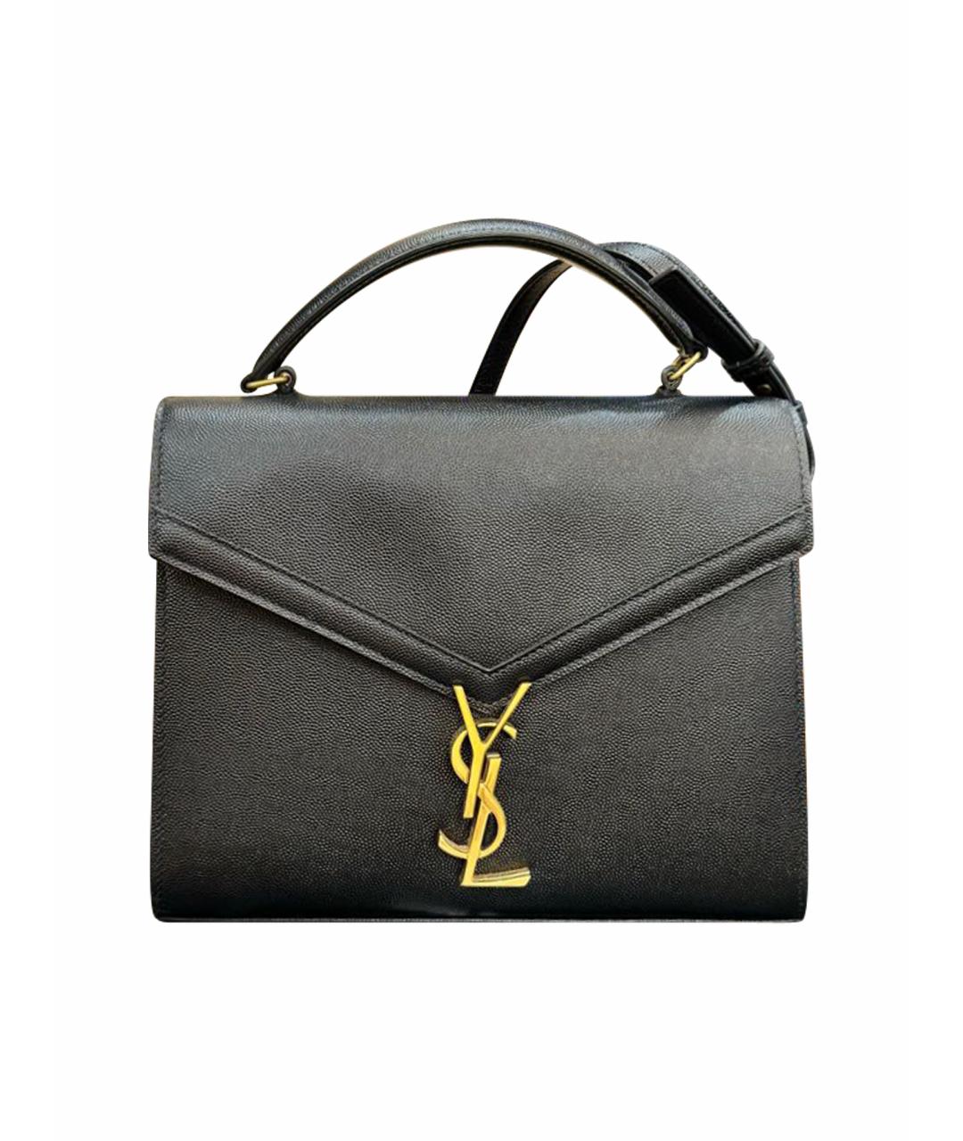 SAINT LAURENT Черная кожаная сумка с короткими ручками, фото 1