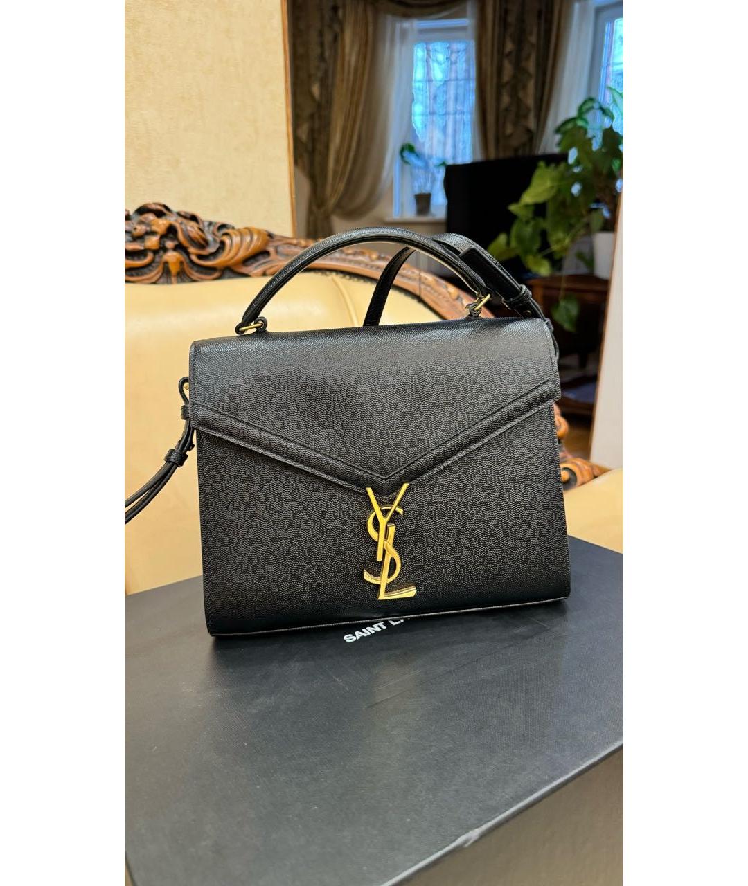 SAINT LAURENT Черная кожаная сумка с короткими ручками, фото 9