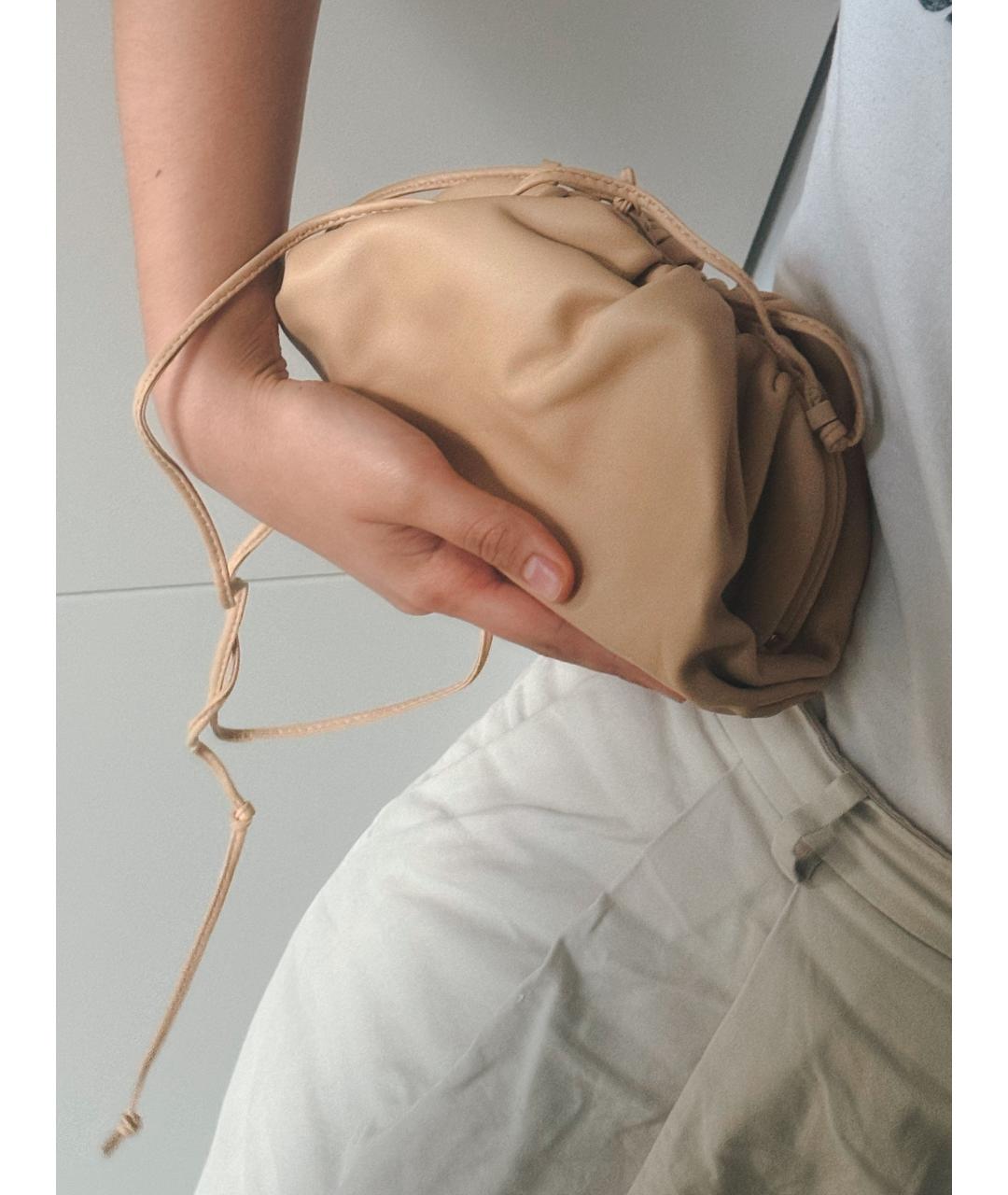 BOTTEGA VENETA Бежевая кожаная сумка через плечо, фото 3