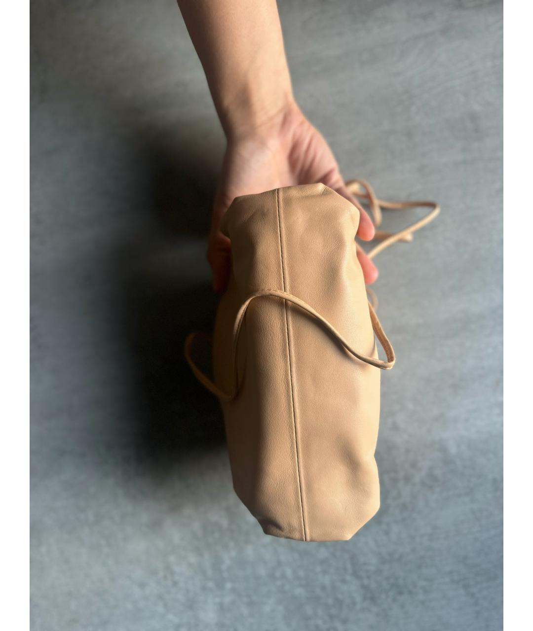 BOTTEGA VENETA Бежевая кожаная сумка через плечо, фото 4