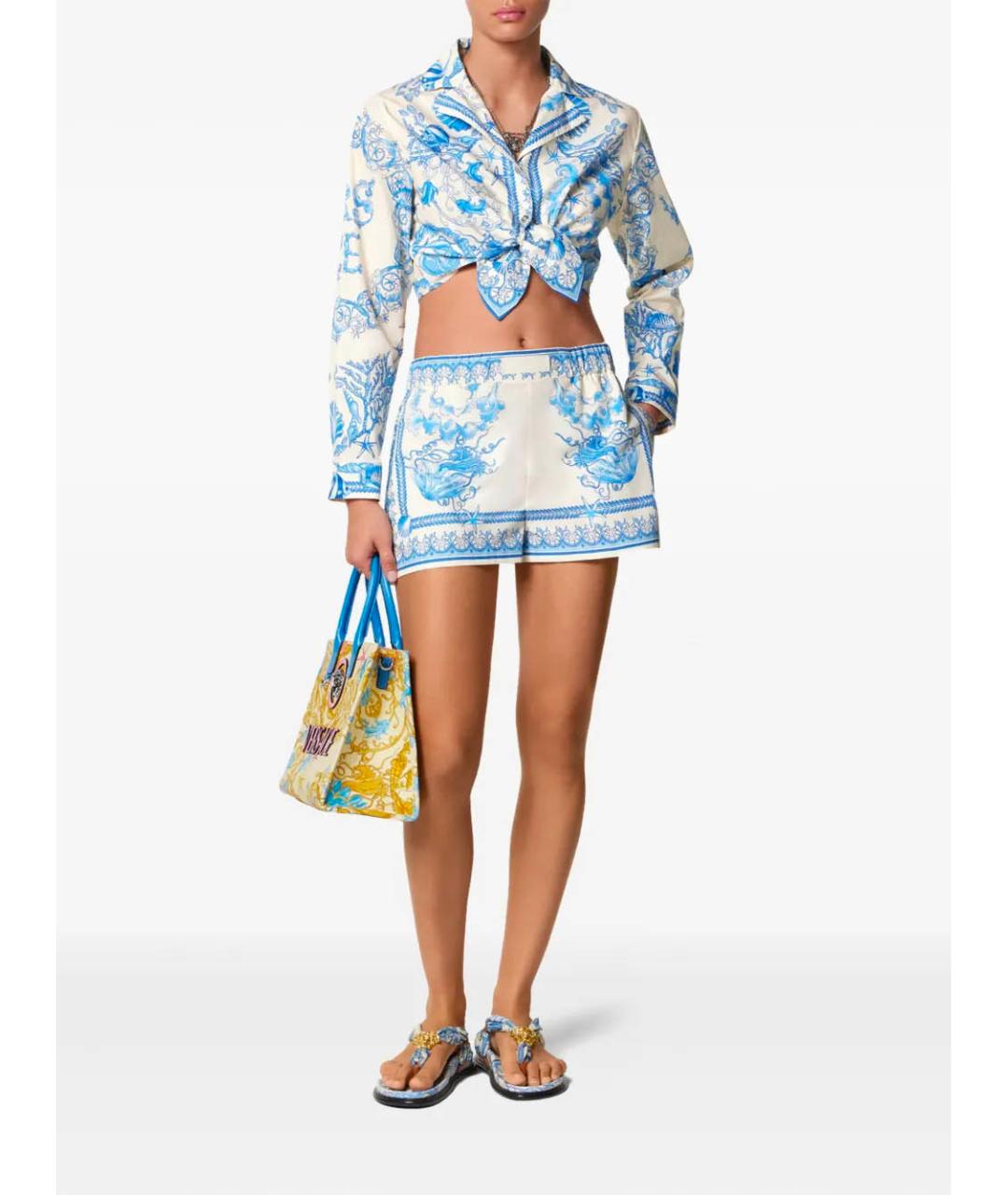 VERSACE Голубые хлопковые шорты, фото 2