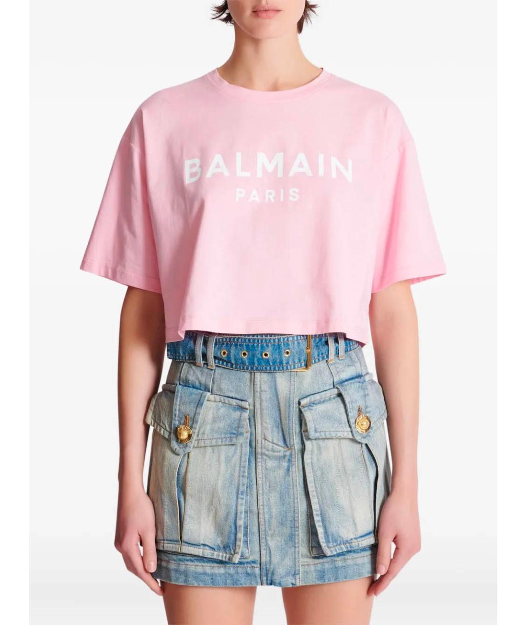 BALMAIN Розовая хлопковая футболка, фото 6
