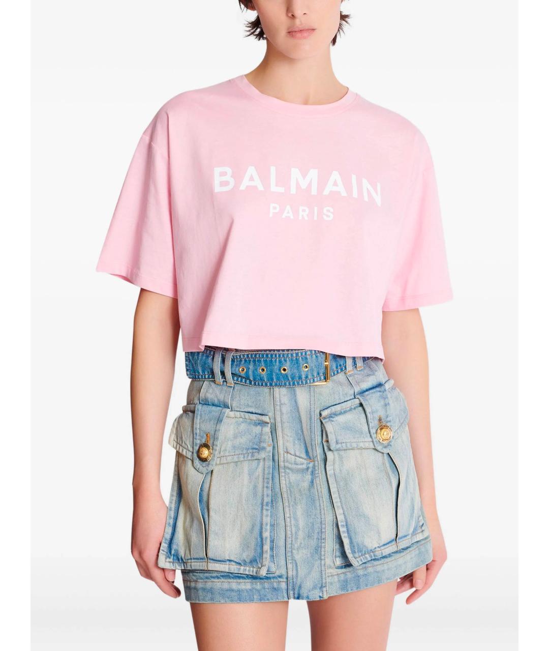 BALMAIN Розовая хлопковая футболка, фото 5