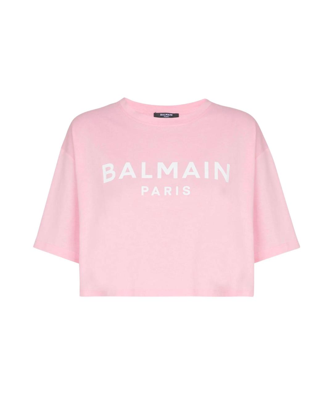 BALMAIN Розовая хлопковая футболка, фото 1
