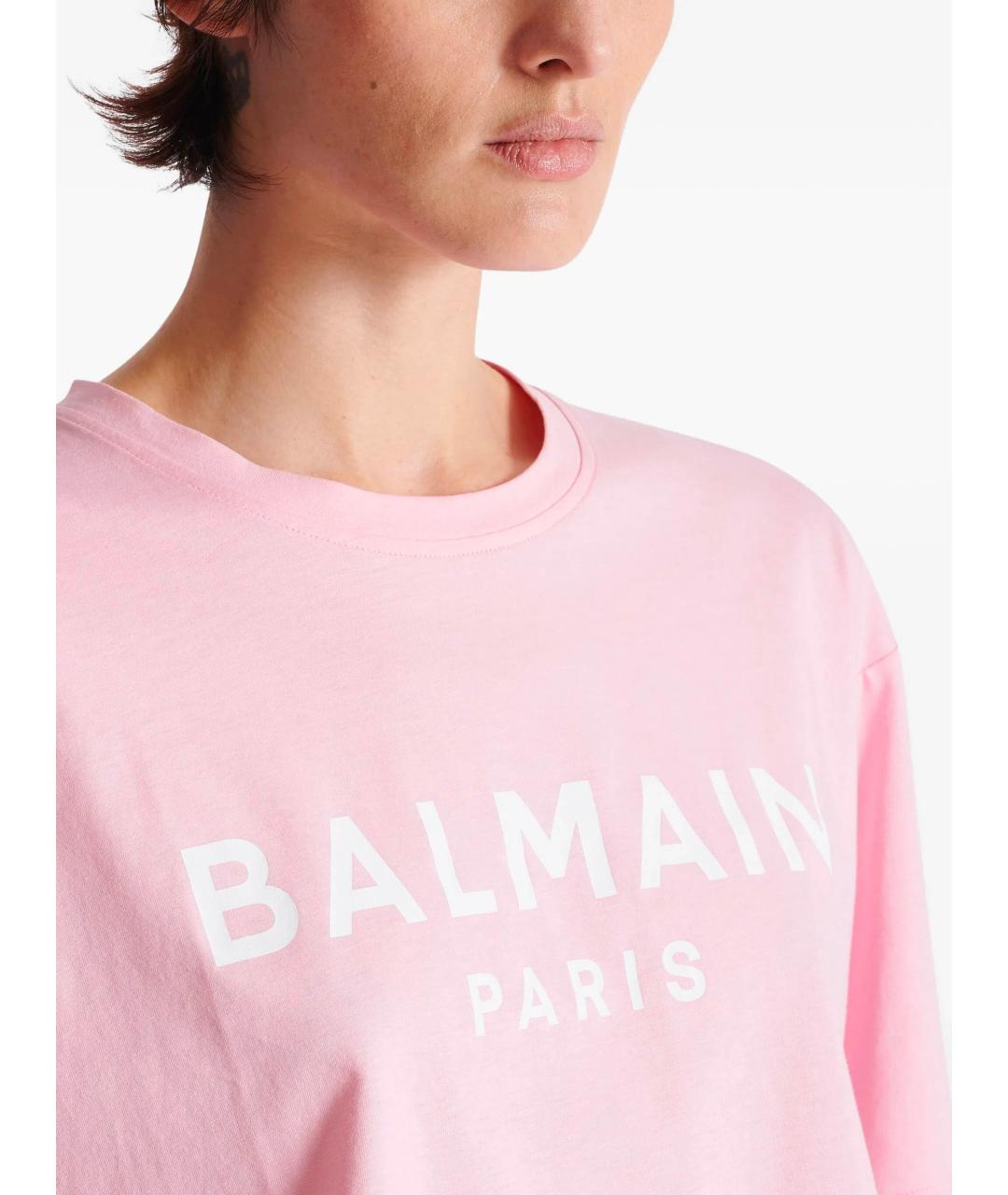 BALMAIN Розовая хлопковая футболка, фото 7