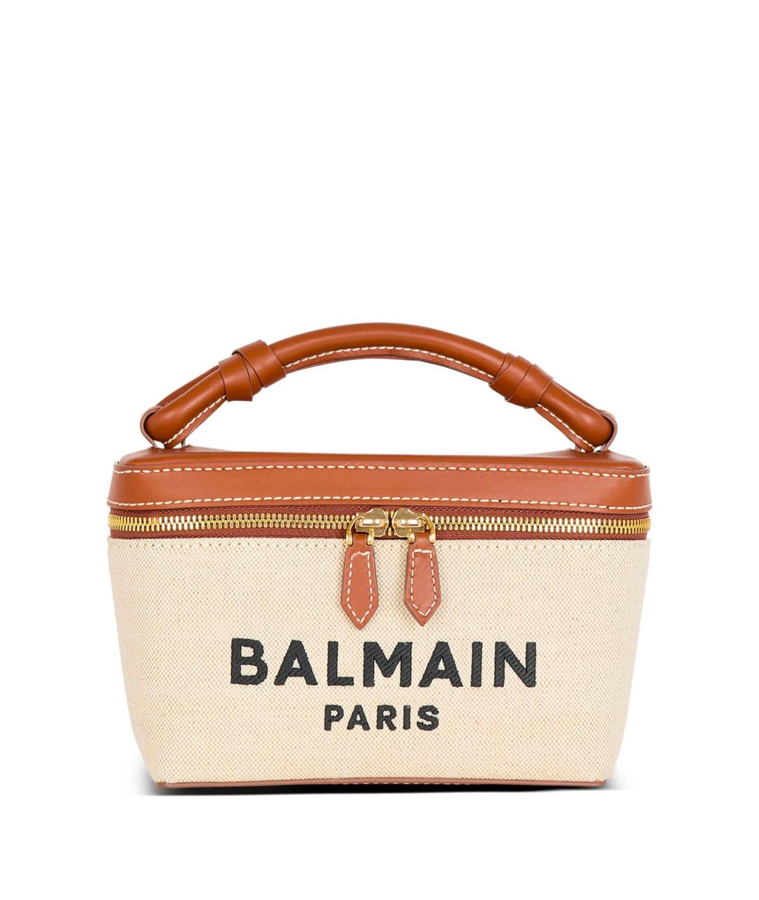 BALMAIN Бежевая тканевая сумка с короткими ручками, фото 1