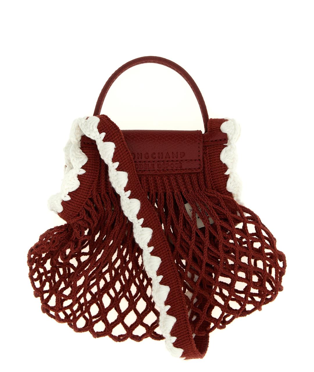 LONGCHAMP Бордовая хлопковая сумка тоут, фото 2