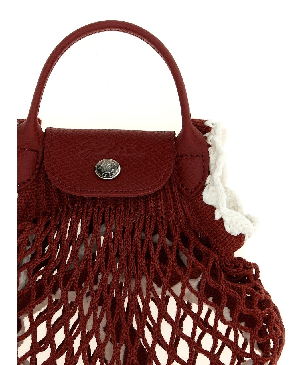 LONGCHAMP Бордовая хлопковая сумка тоут, фото 3