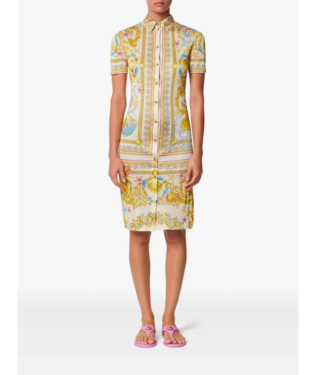 VERSACE Мульти вискозное повседневное платье, фото 3