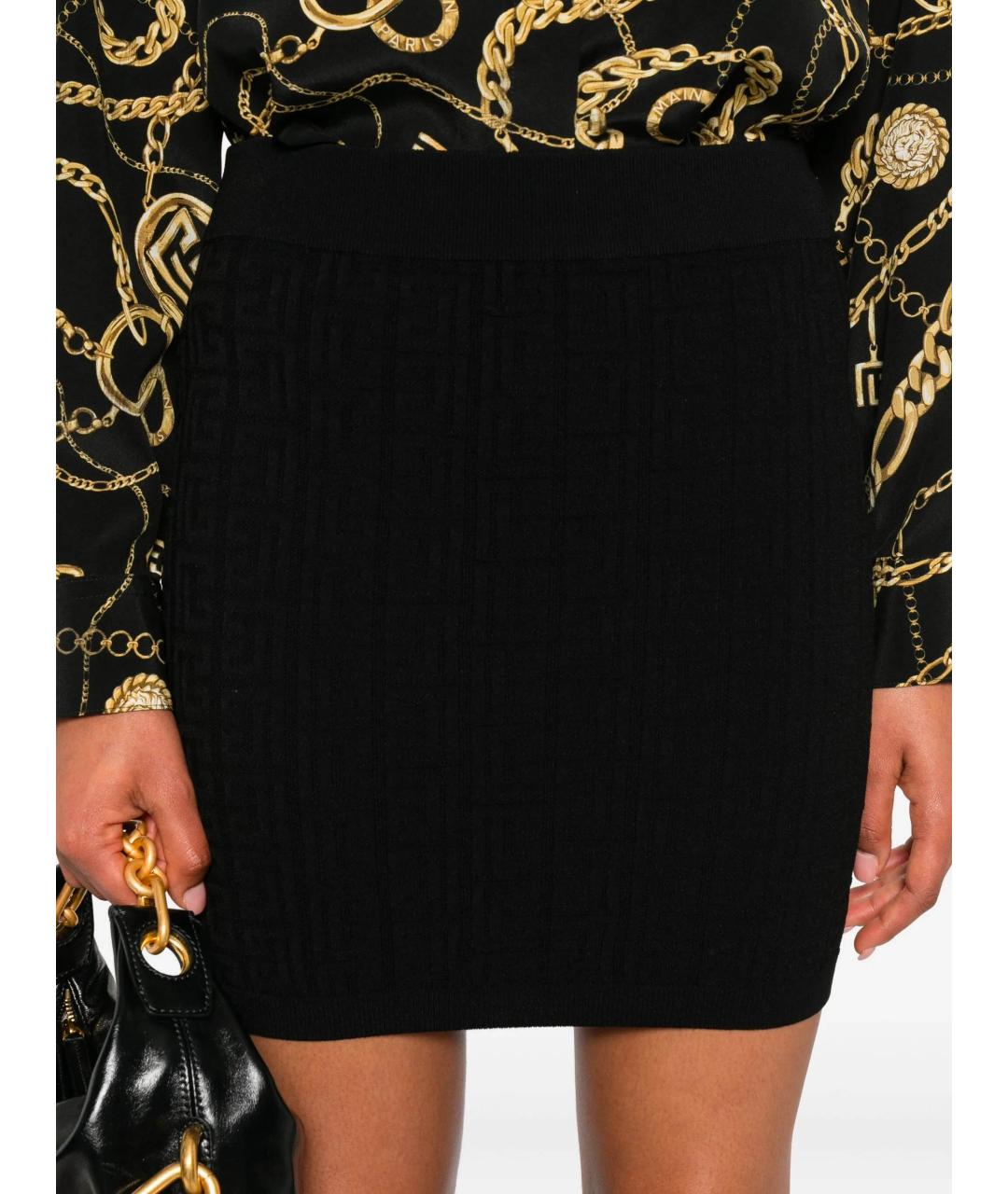 BALMAIN Черная вискозная юбка мини, фото 5