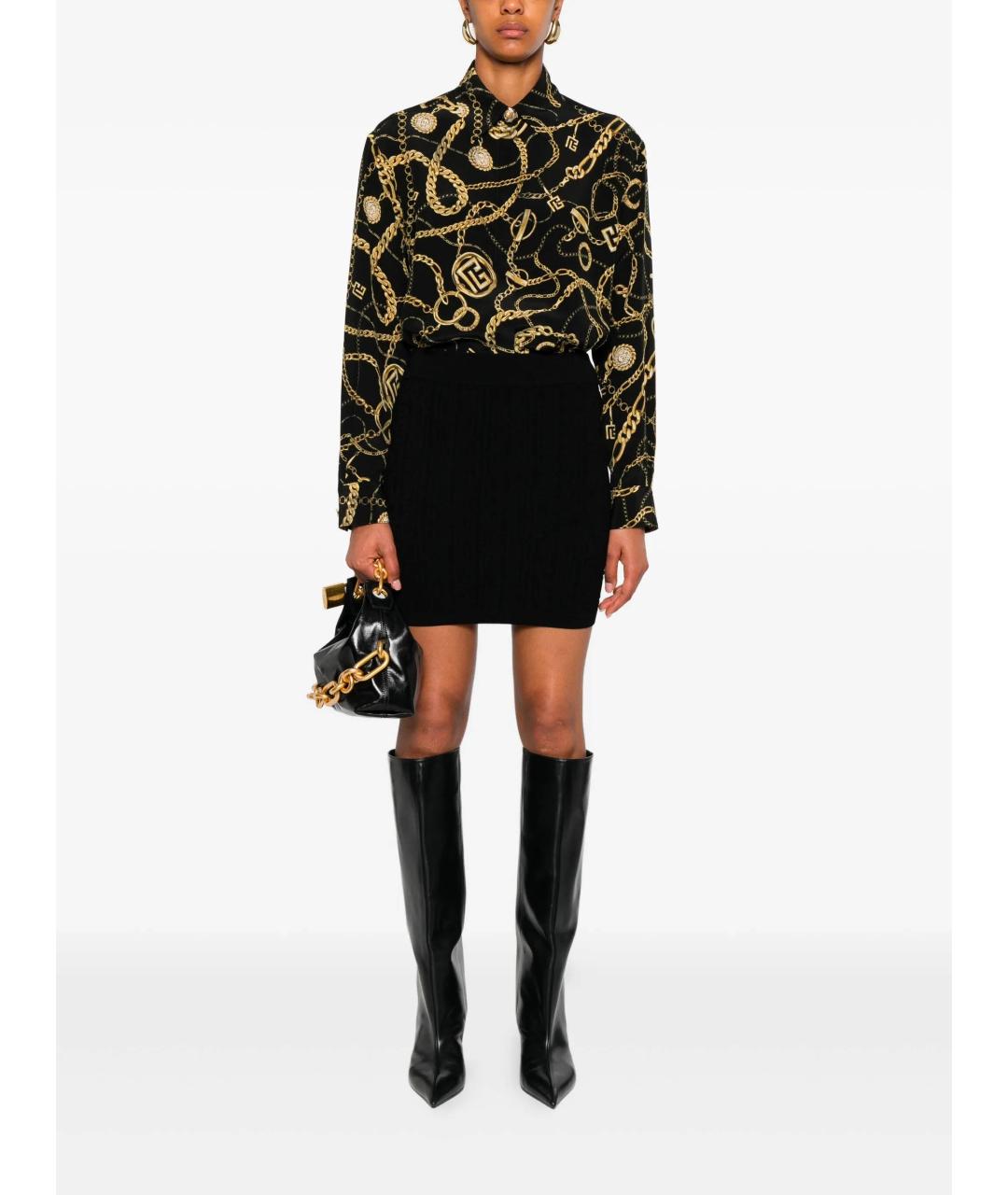 BALMAIN Черная вискозная юбка мини, фото 2