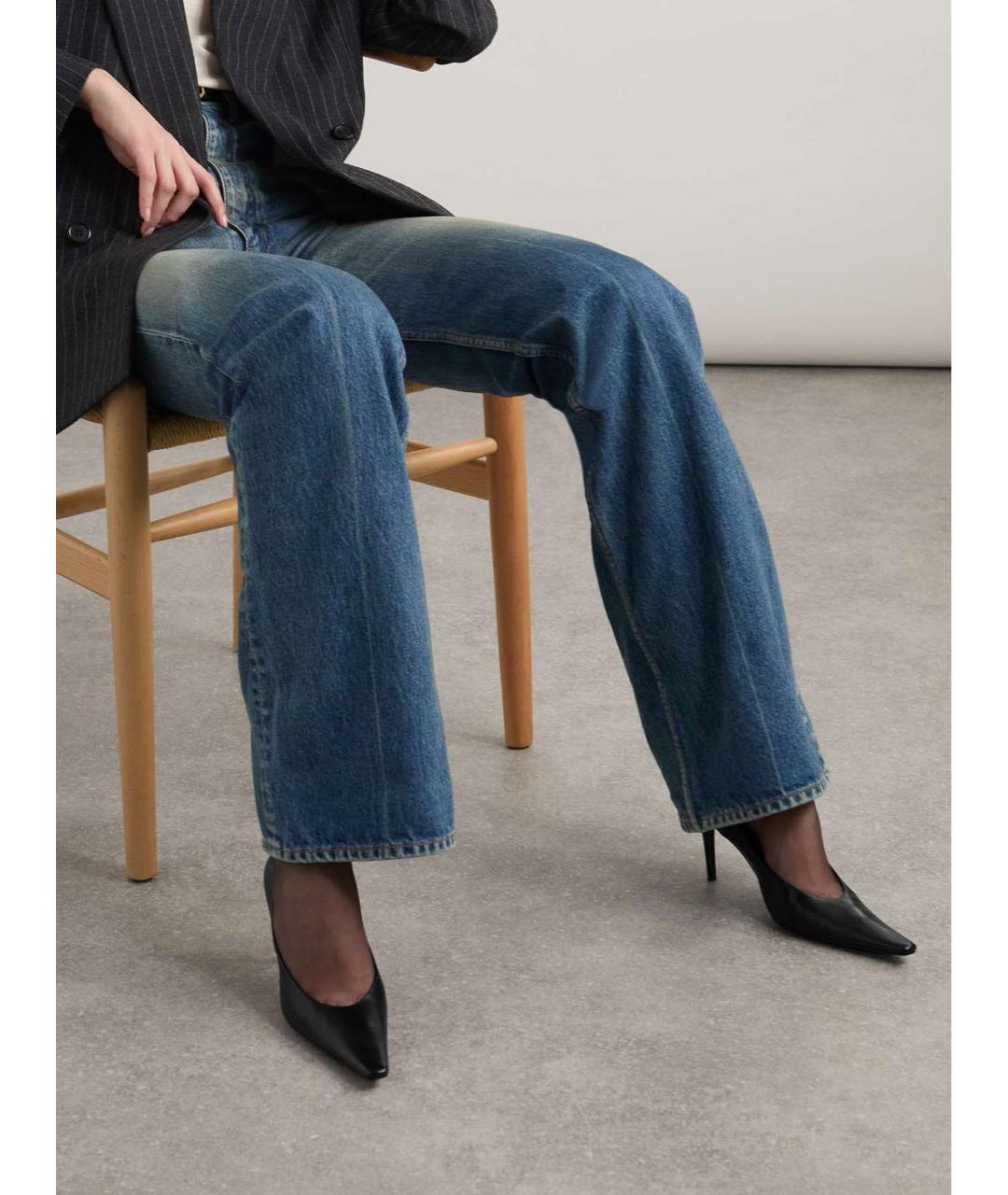SAINT LAURENT Черные кожаные туфли, фото 2