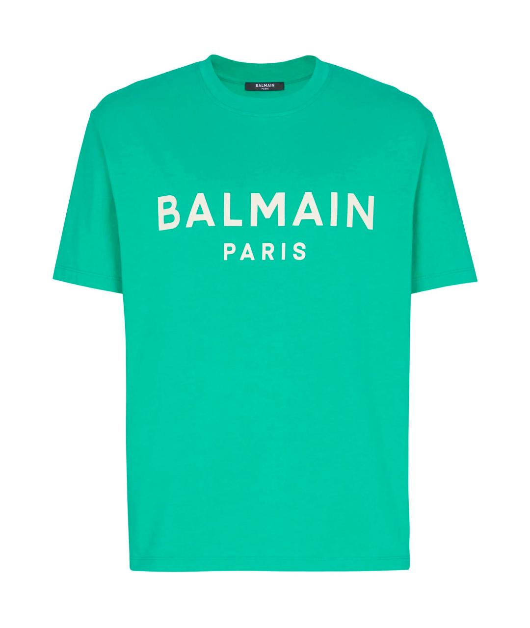 BALMAIN Зеленая хлопковая футболка, фото 1