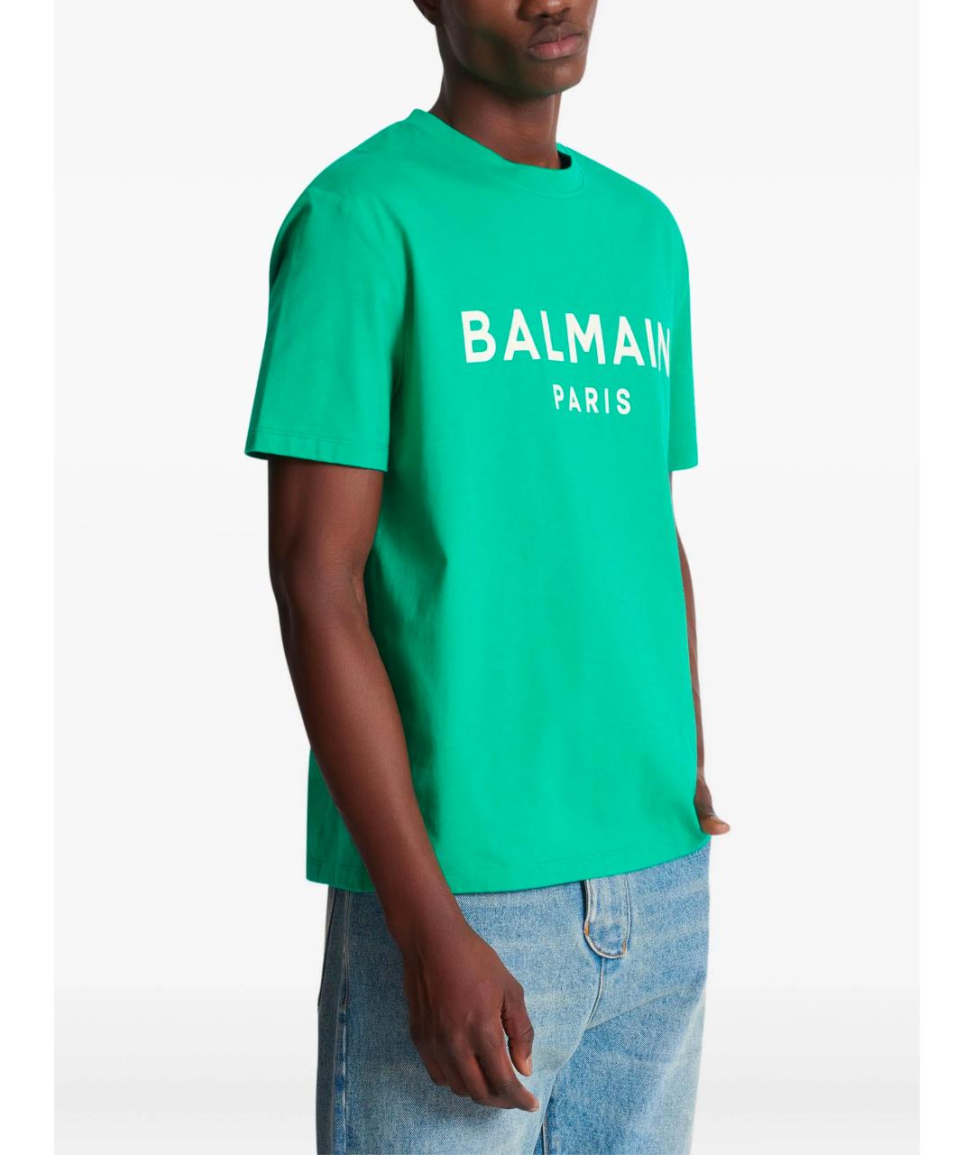 BALMAIN Зеленая хлопковая футболка, фото 5