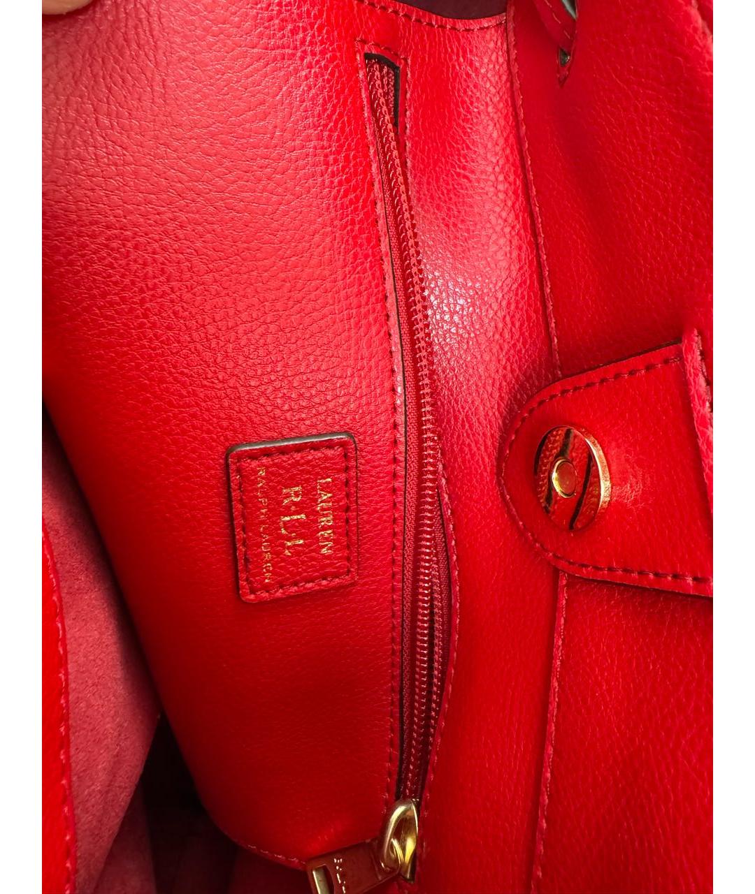 RALPH LAUREN Красная кожаная сумка через плечо, фото 7