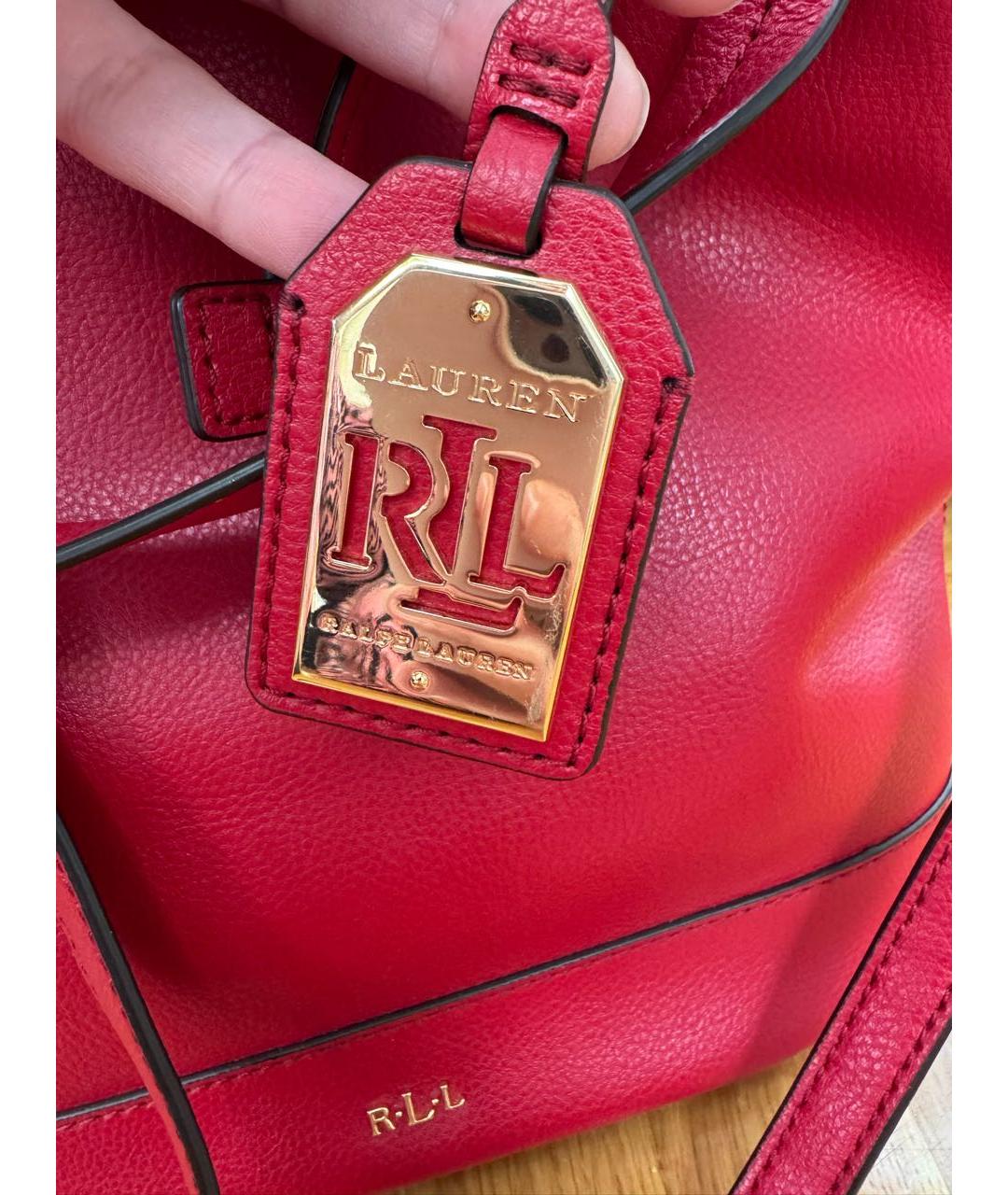RALPH LAUREN Красная кожаная сумка через плечо, фото 8