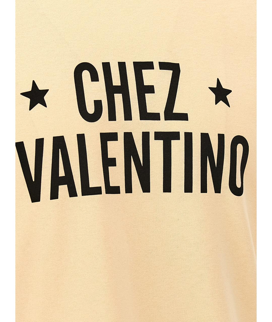 VALENTINO Бежевая хлопковая футболка, фото 4