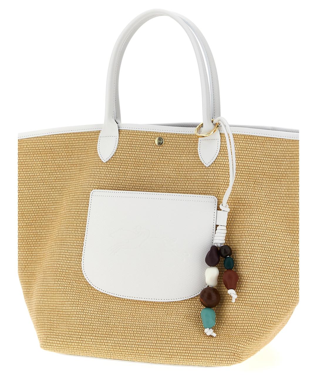 LONGCHAMP Бежевая хлопковая сумка тоут, фото 3