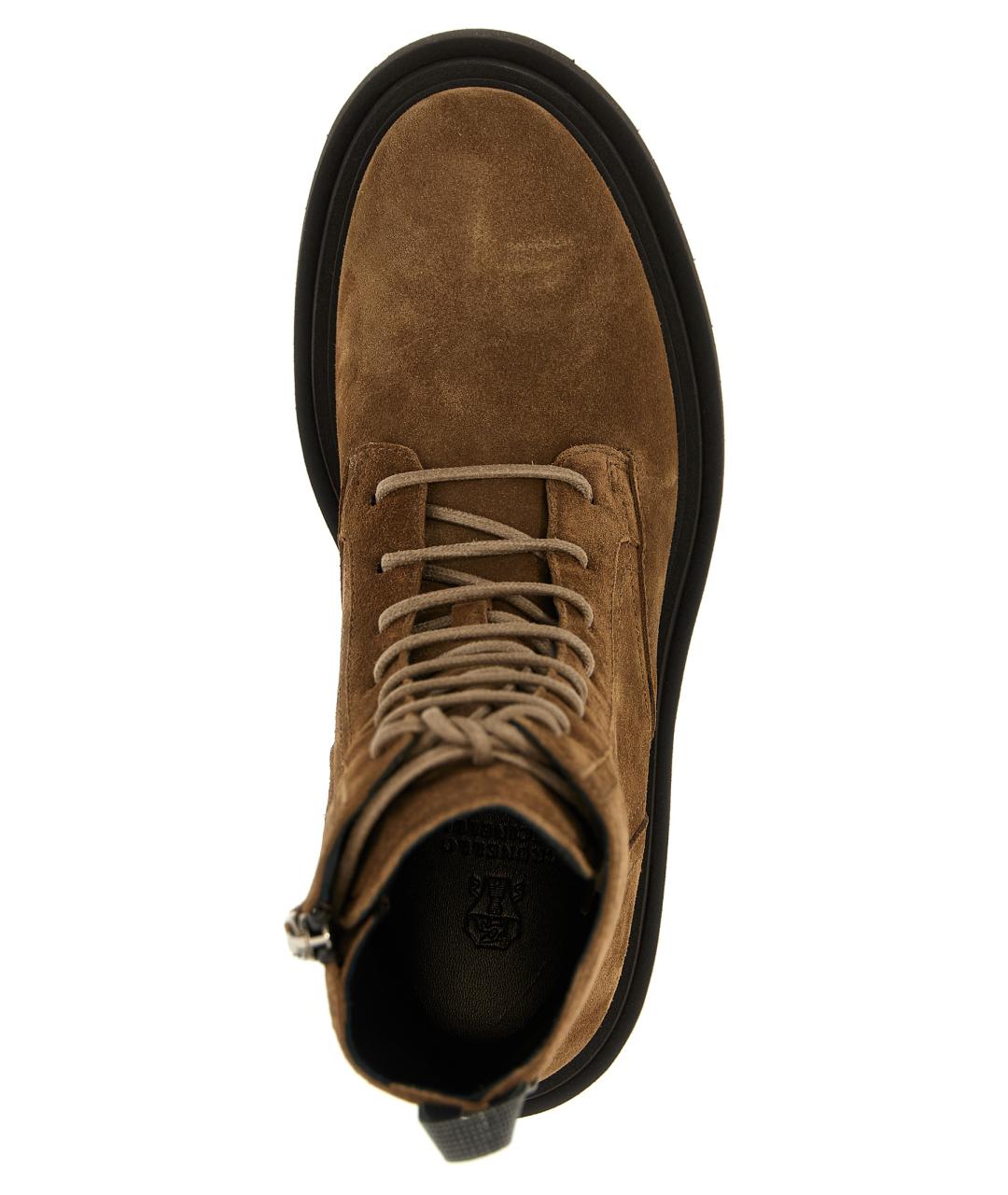 BRUNELLO CUCINELLI Коричневые кожаные ботинки, фото 4