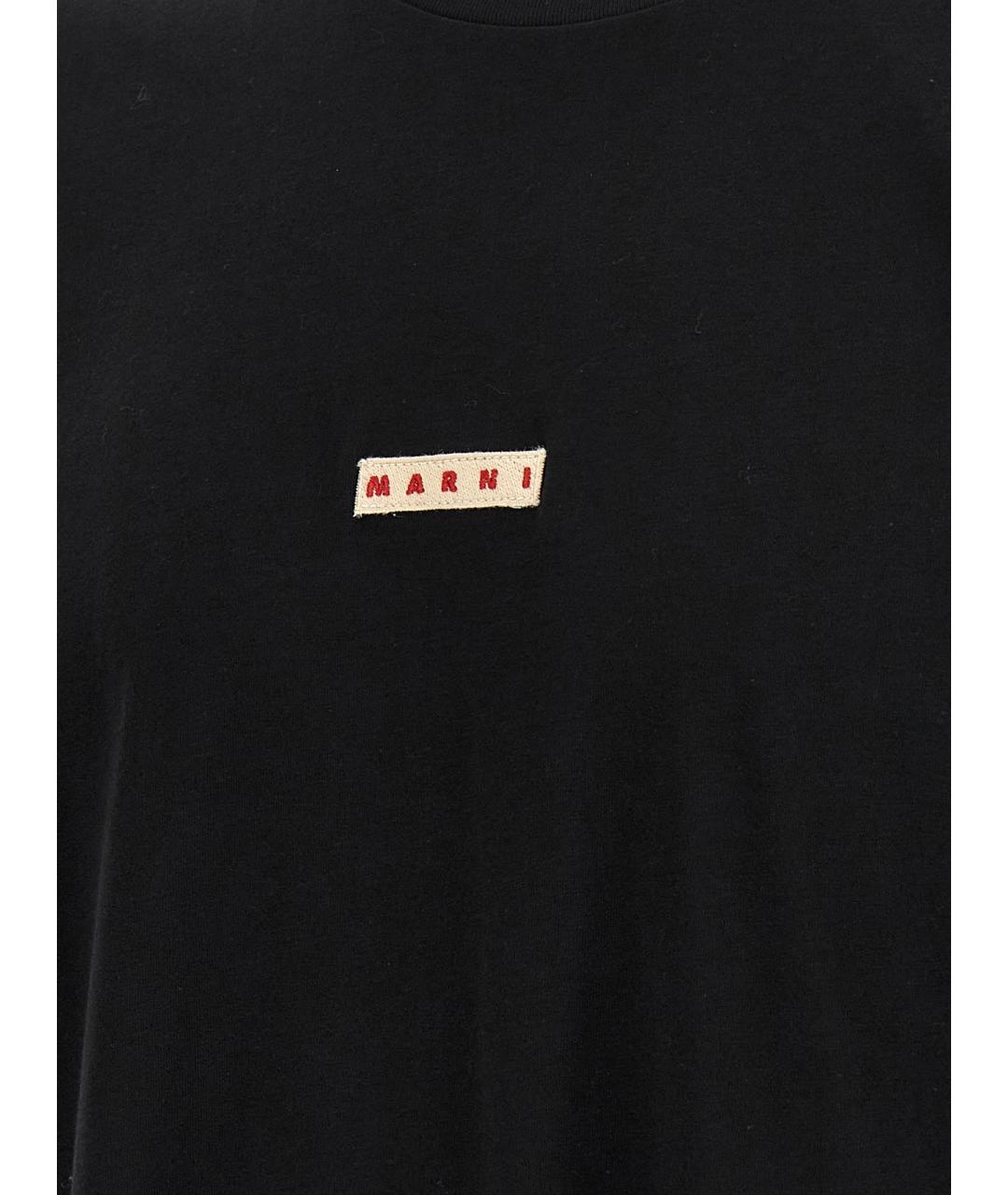 MARNI Черная хлопковая футболка, фото 4