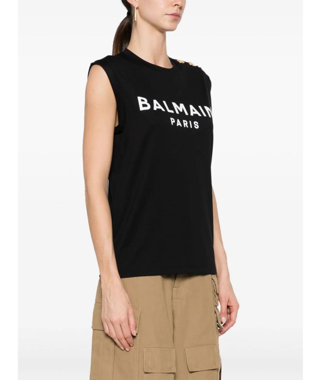 BALMAIN Черная хлопковая майка, фото 3