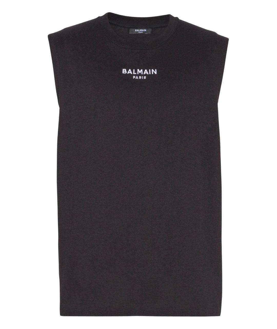 BALMAIN Черная хлопковая майка, фото 1