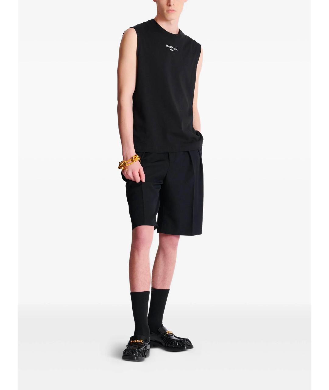 BALMAIN Черная хлопковая майка, фото 2