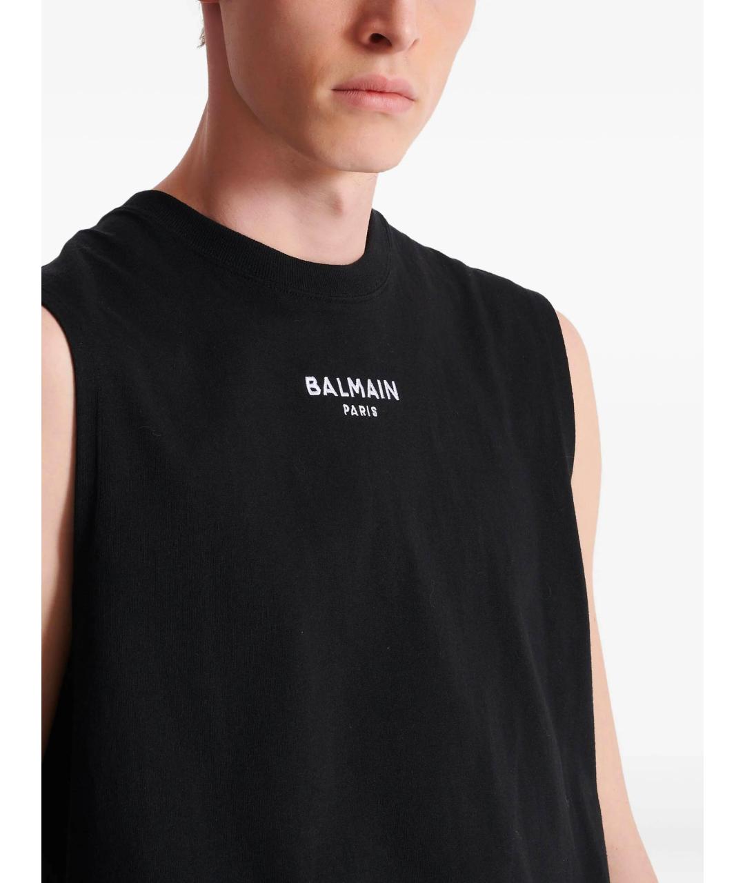 BALMAIN Черная хлопковая майка, фото 7