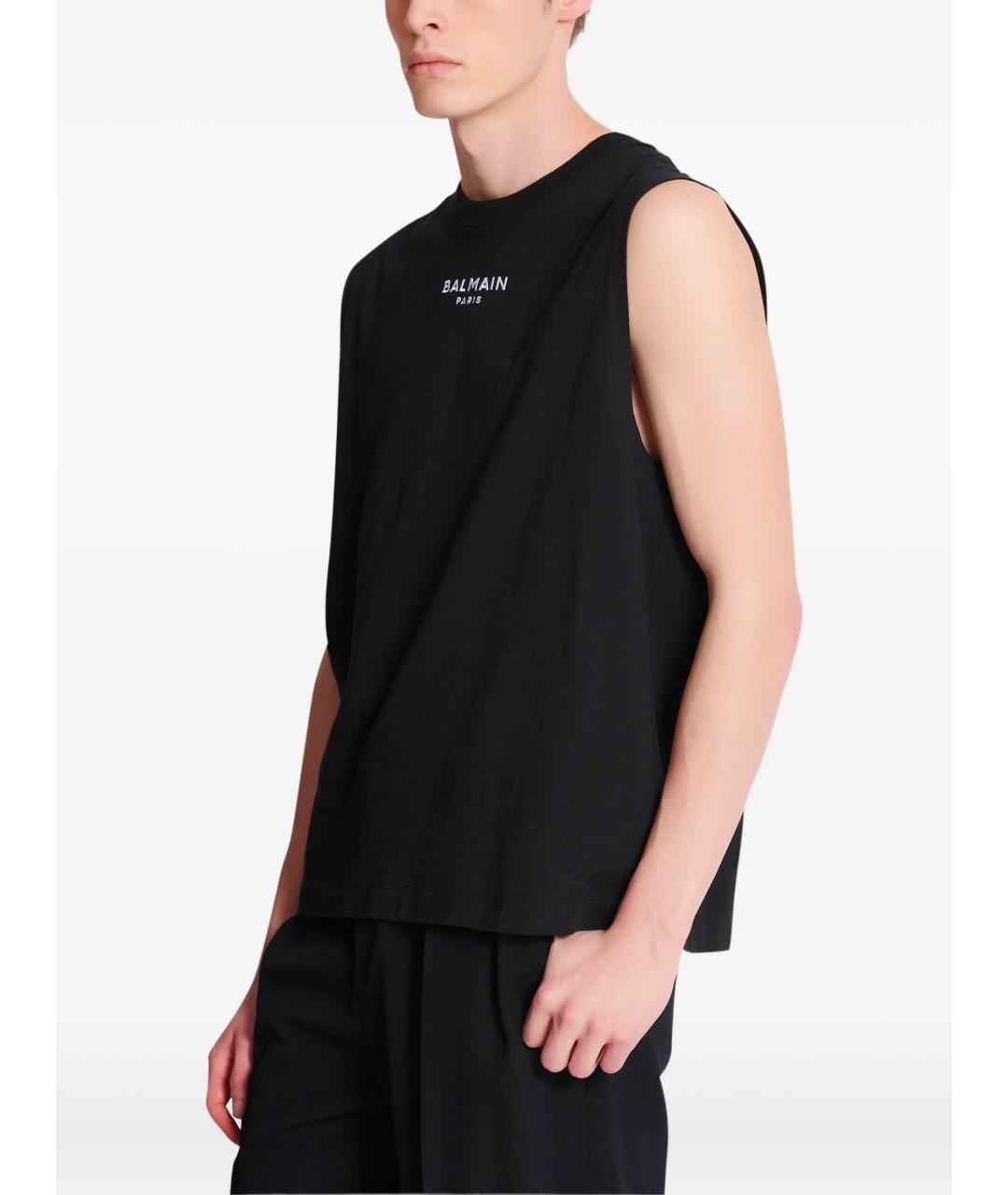 BALMAIN Черная хлопковая майка, фото 5