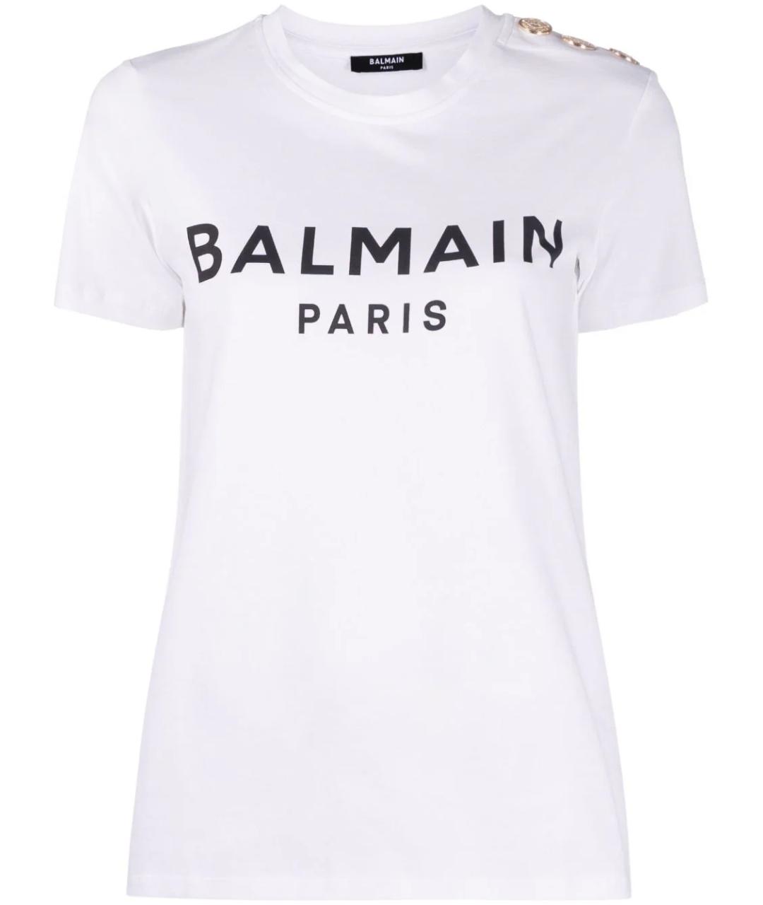 BALMAIN Белая хлопковая футболка, фото 1
