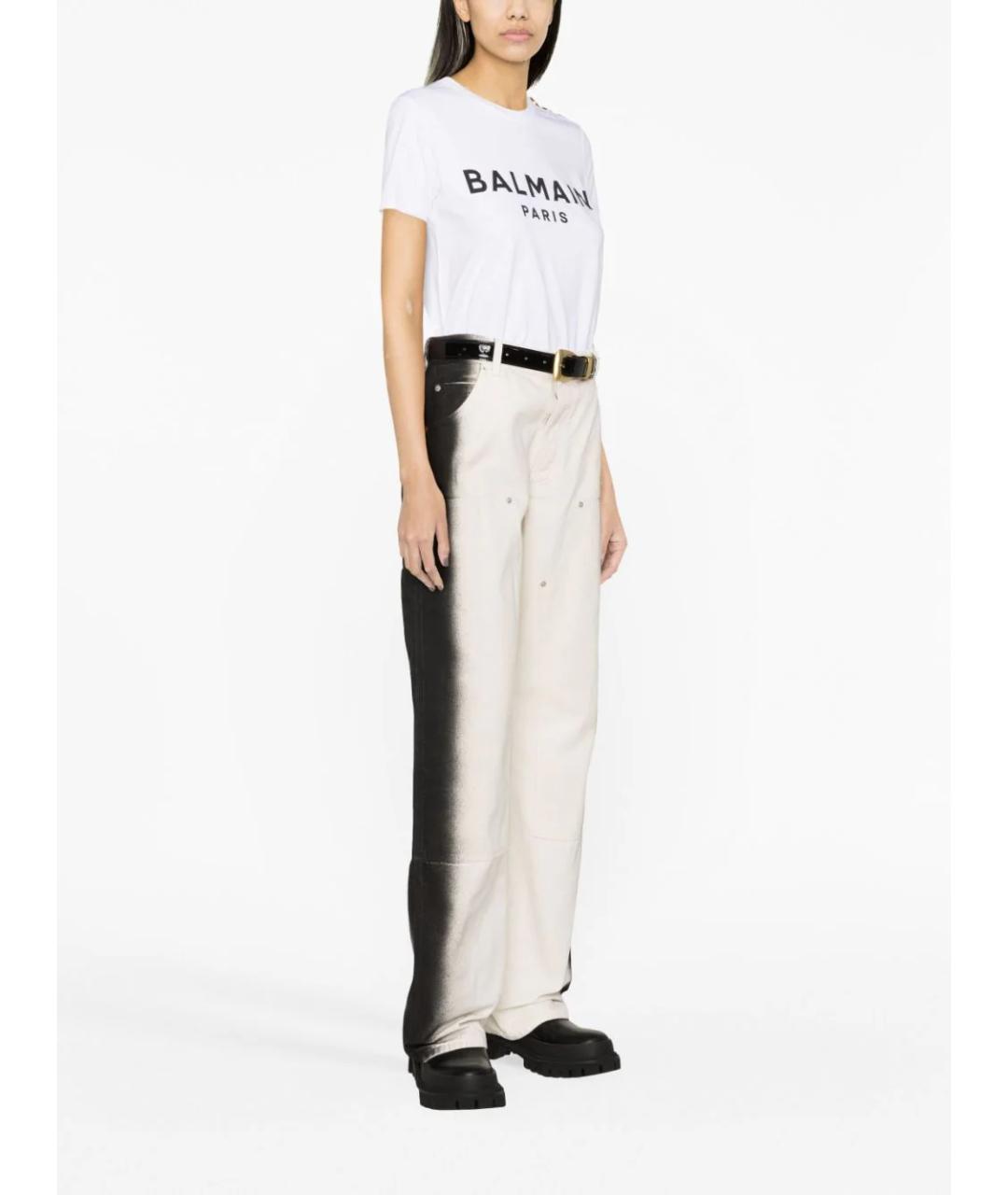 BALMAIN Белая хлопковая футболка, фото 4