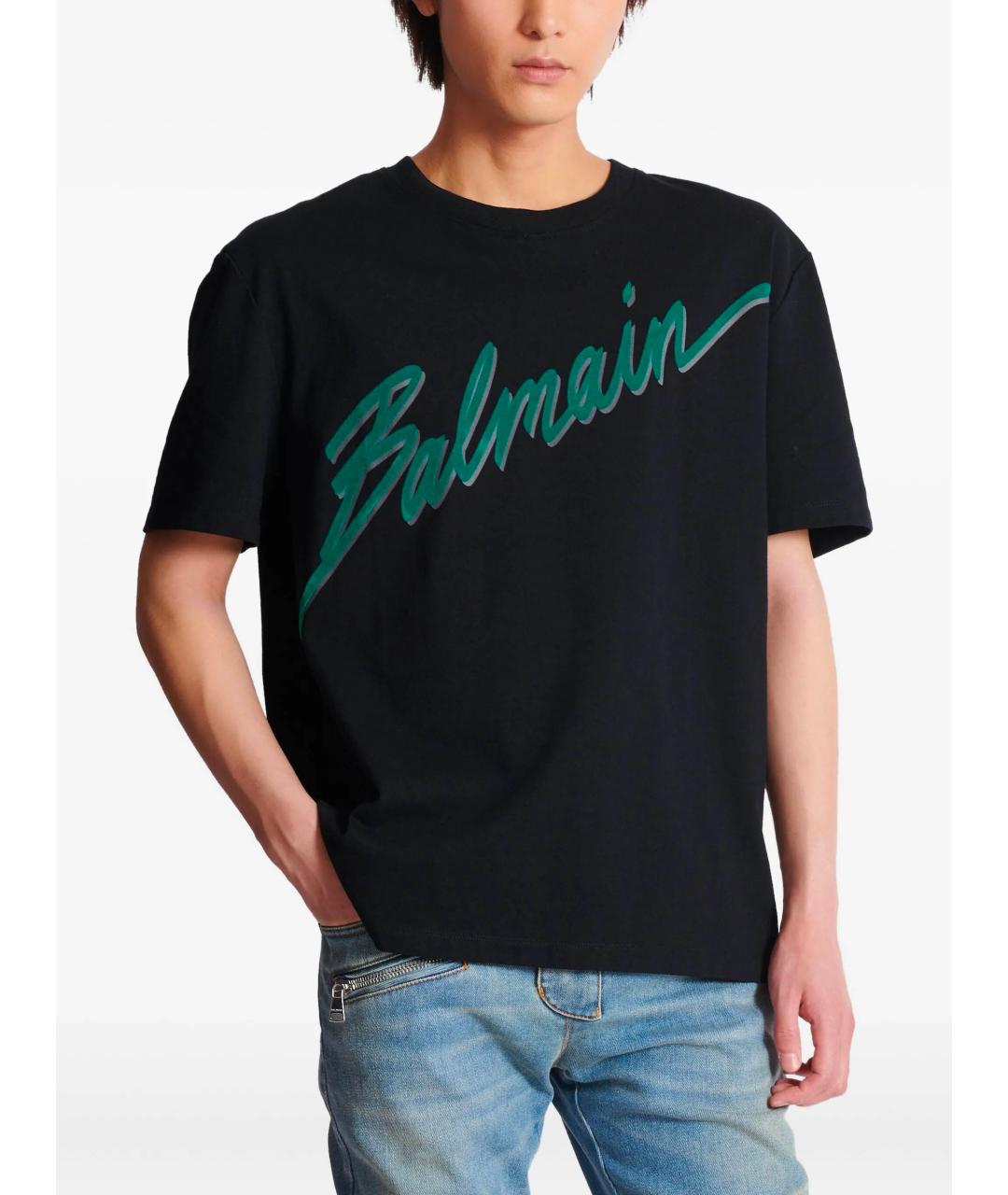 BALMAIN Черная хлопковая футболка, фото 5