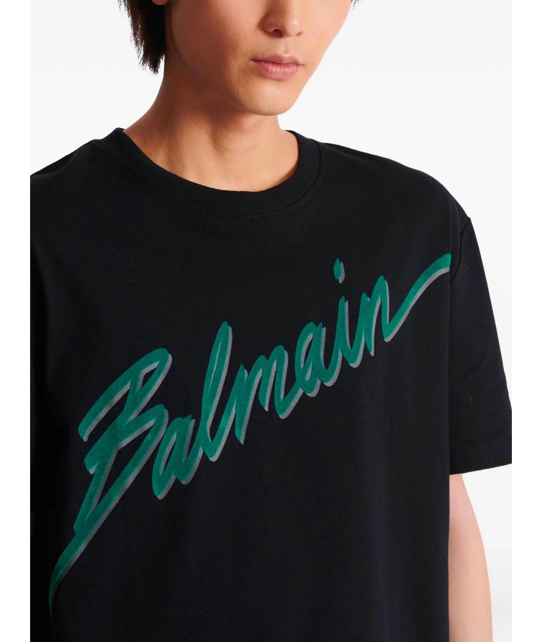 BALMAIN Черная хлопковая футболка, фото 7