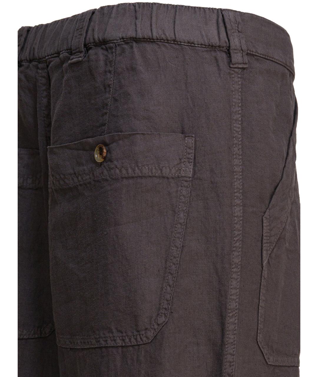 BRUNELLO CUCINELLI Коричневые льняные повседневные брюки, фото 4