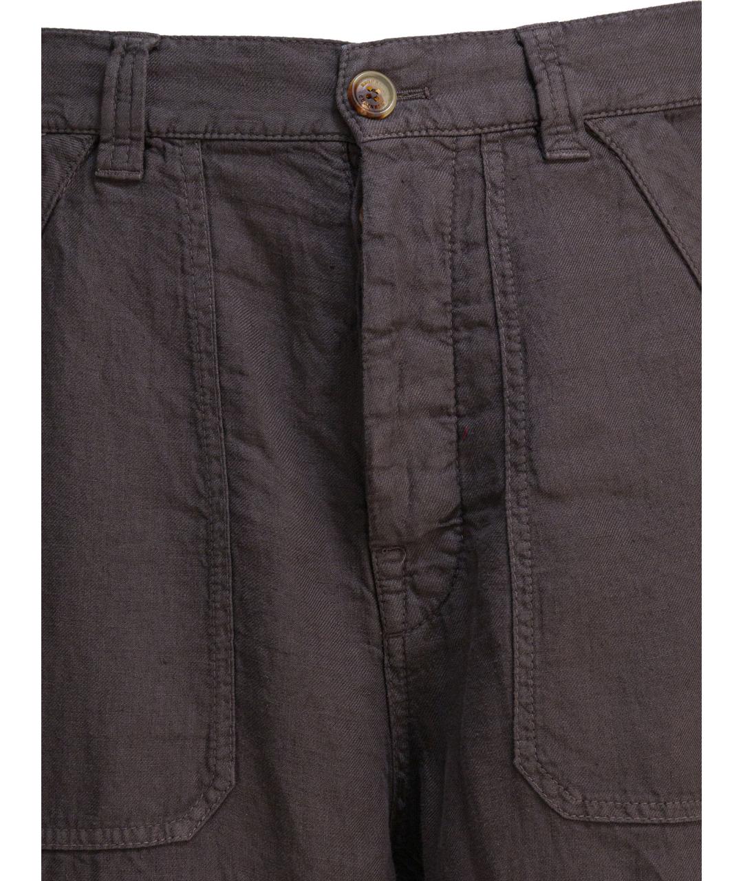 BRUNELLO CUCINELLI Коричневые льняные повседневные брюки, фото 3