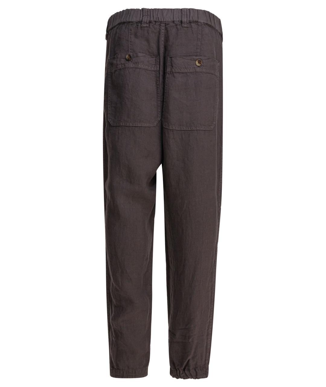 BRUNELLO CUCINELLI Коричневые льняные повседневные брюки, фото 2
