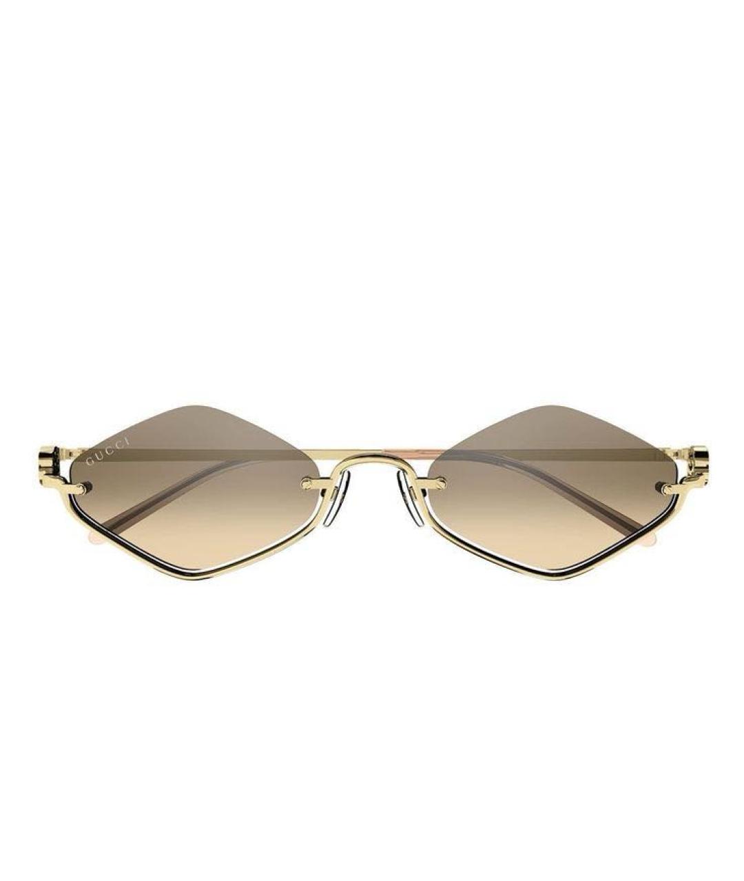 GUCCI Золотые металлические солнцезащитные очки, фото 2