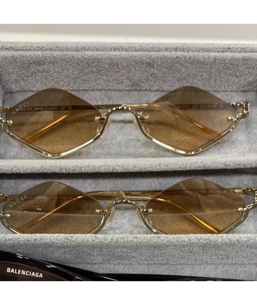 GUCCI Золотые металлические солнцезащитные очки, фото 3