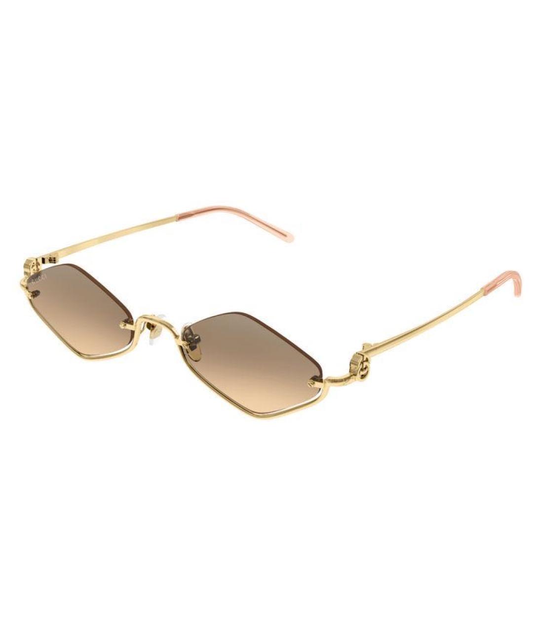 GUCCI Золотые металлические солнцезащитные очки, фото 1