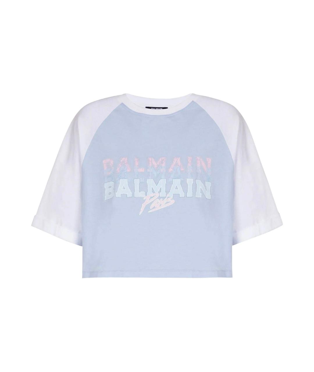 BALMAIN Голубая хлопковая футболка, фото 1