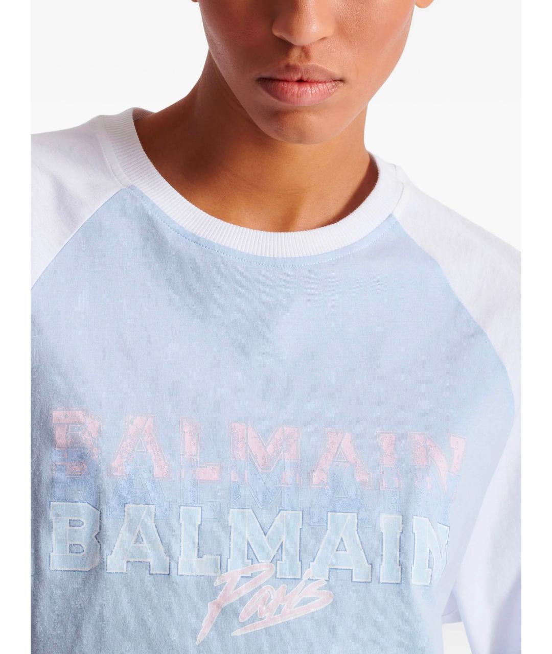 BALMAIN Голубая хлопковая футболка, фото 7