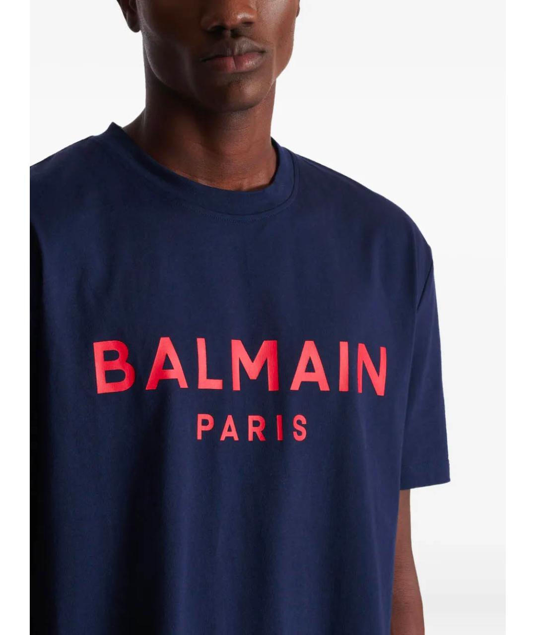BALMAIN Темно-синяя хлопковая футболка, фото 7