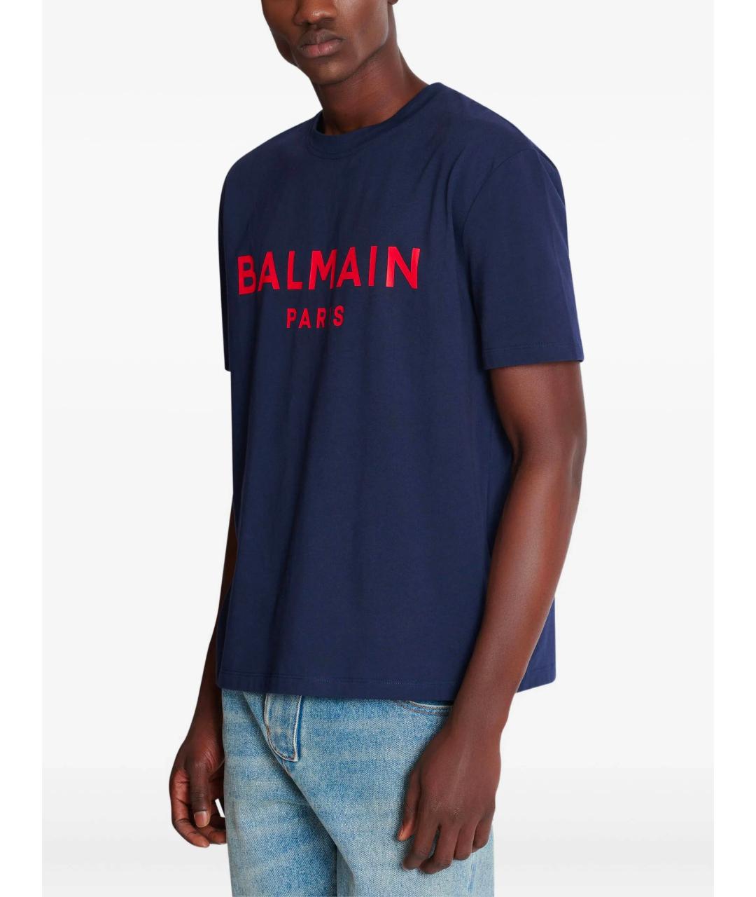 BALMAIN Темно-синяя хлопковая футболка, фото 6