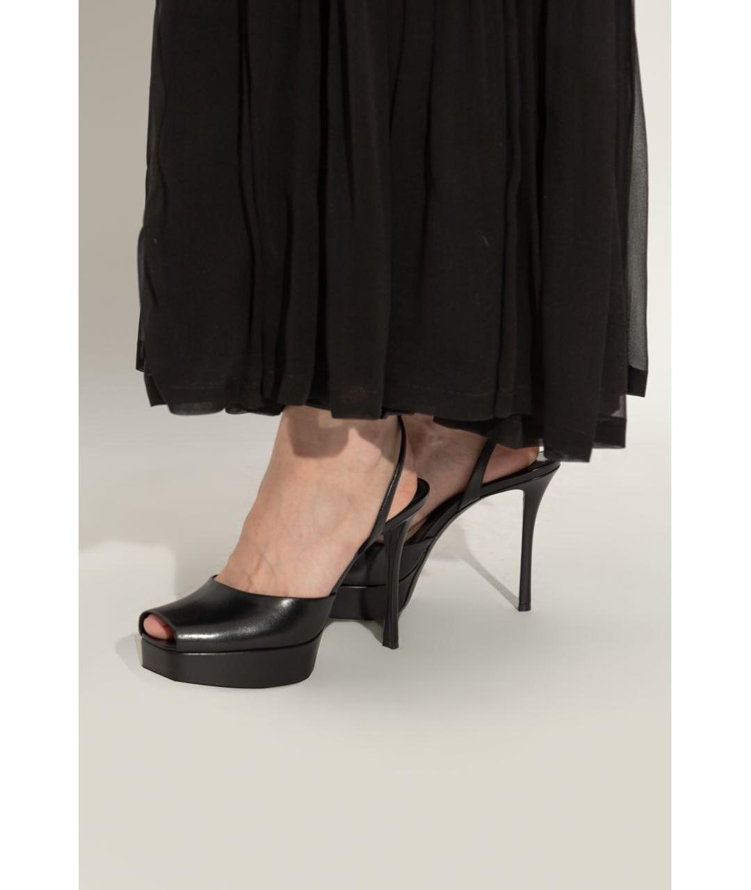 SAINT LAURENT Черные кожаные босоножки, фото 5