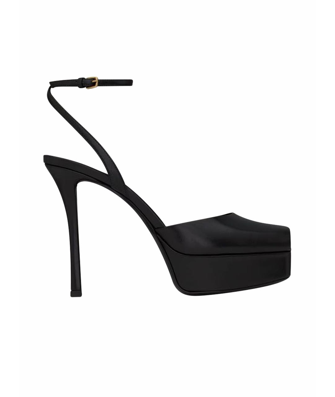 SAINT LAURENT Черные кожаные босоножки, фото 1